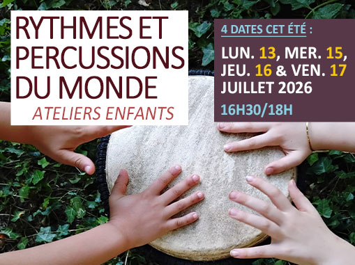 « Rythmes et Percussions du Monde » – ateliers enfants avec Dom WALTIS